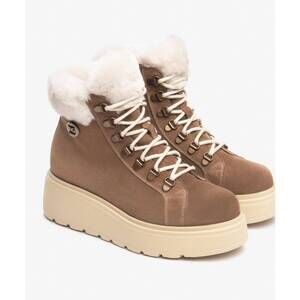 NEW NEROGIARDINI women's faux sherling hiker boots in chestnut